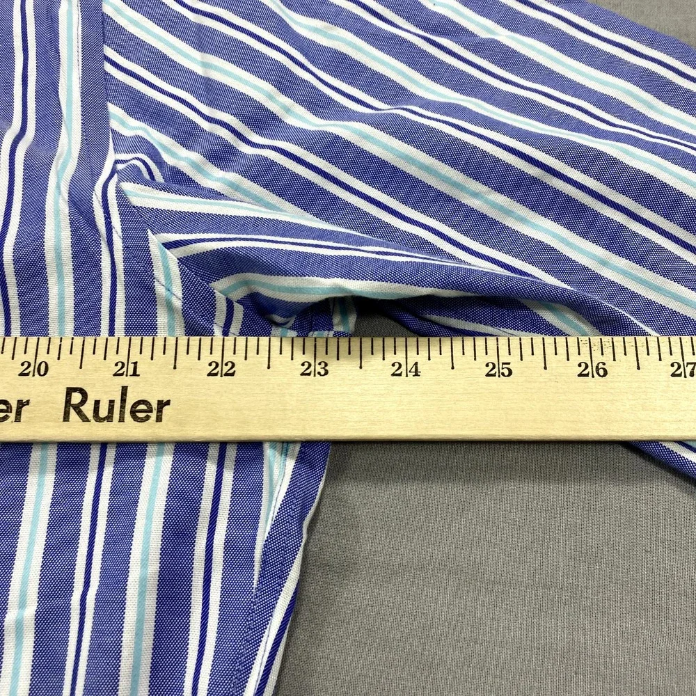 Banana‎ Republic Shirt Mens Large 16.5 34/35 Blue Striped Slim Button Up Dress
